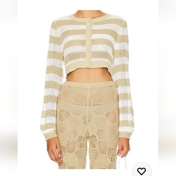 WeWoreWhat Sweaters - NWT WeWoreWhat Women's Striped Crochet Cardigan Crop Knit Top M $98